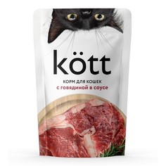 Влажный корм "Kott" для кошек, говядина в соусе, 75 г (28 шт.) No Brand