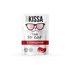 Влажный корм "Kissa" для кошек, говядина в соусе, 75 г (28 шт.) No Brand