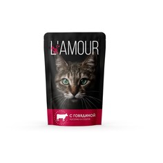 Влажный корм "L’AMOUR" для кошек, говядина в соусе, 75 г (28 шт.) No Brand
