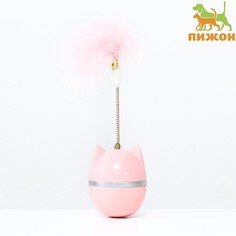 Игрушка-неваляшка "Перьевой взрыв" для кошек, 20 см, розовая Пижон
