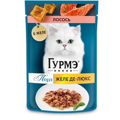 Влажный корм GOURMET PERLE для кошек, лосось, в желе, 75 г (26 шт.)