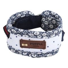 Ошейник для собак Puppia в горошек с цветочной подкладкой белый L