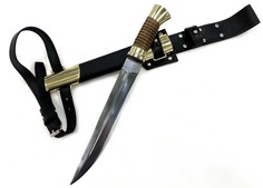 Нож Оружейная Фабрика Седова Пластунский с креплением на бедре, сталь 65Г, латунь