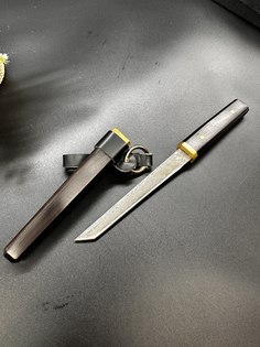 Подарочный нож Дамаск коричневый 125 мм No Brand