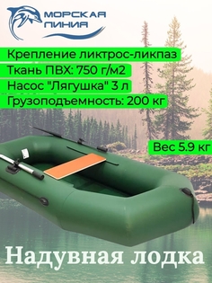 Лодка ПВХ зеленая гребная для рыбалки и отдыха 2,2 м Лодка надувная для рыбалки ПВХ гребна No Brand