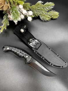Универсальный нож с ножнами черный 125 мм No Brand