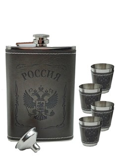 Подарочный набор для мужчин на 23 февраля Подарок мужчине Фляжка подарочная со стопками дл Россия