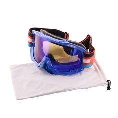 Очки для горнолыжного спорта FOX (синий, стекло синее, +чехол)