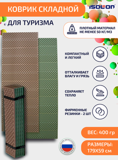 Коврик складной для туризма и спорта Isolon Tourist Flex 15мм 179х59см коричневый/хаки