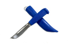 Нож Русский булат Финский охотничий, 95х18, резинопластик (цвет синий)