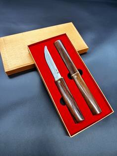 Подарочный набор ножей 2 в 1 коричневый 100 мм No Brand