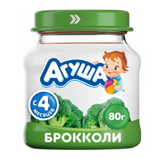 Пюре Агуша Первая ложка Брокколи с 4 мес. 80 г, 1 шт.