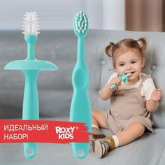 Зубная детская щетка ROXY-KIDS с ограничителем, цвет бирюзовый, 2 шт