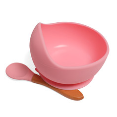Комплект детской посуды Baby Nice, тарелка на присоске, розовый