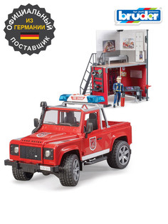 Игровой набор Bruder Пожарная станция с джипом Land Rover Defender и фигуркой пожарного