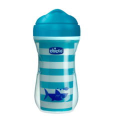 Чашка-поильник Chicco Active Cup носик ободок, 14м+, 266 мл, синий/акула