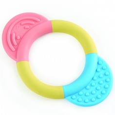 Прорезыватель погремушка Hape «Улыбка», игрушка для малышей, кольцо с розовым и голубым де