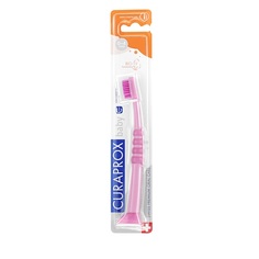 Щётка зубная Curaprox Baby детская, c гуммированной ручкой, розовая