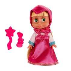 Кукла "Маша и Медведь" 15 см, без звука, в розовом платье, в коробке Карапуз