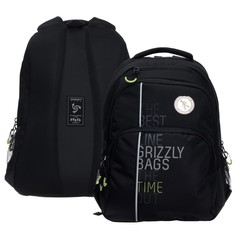 Grizzly Рюкзак молодежный Grizzly, 45 х 32 х 23 см, эргономичная спинка, черный/салатовый