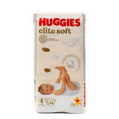 Подгузники Huggies Elite Soft 4, (8-14) кг, 54 шт
