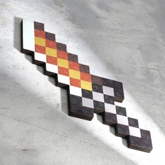 Сувенир деревянный "Нож", 20 см, пиксельный, с золотым клинком No Brand