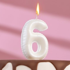 Свеча в торт "Шары", цифра "6", жемчужный, 5,5 см Страна Карнавалия