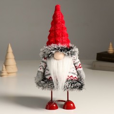 Кукла интерьерная "Дед Мороз в вязанном кафтане с узорами" 26 см No Brand