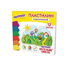 Набор из 8 шт, Пластилин классический ЮНЛАНДИЯ "ВЕСЁЛЫЙ ШМЕЛЬ", 12 цветов, 240 грамм, стек