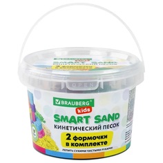 Набор из 4 шт, Песок для лепки кинетический BRAUBERG KIDS, изумрудный, 500 г, 2 формочки,