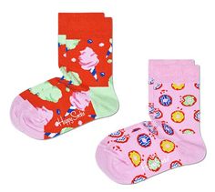 Набор из 2 пар детских носков Candy со сладостями Happy socks розовый с красным 12-24M