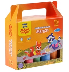 Мел цветной асфальтный Мульти-Пульти, 5 цветов, 10шт. (АМ_31723), 20 уп.