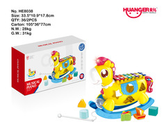 Развивающая музыкальная игрушка Huanger Лошадка-ксилофон