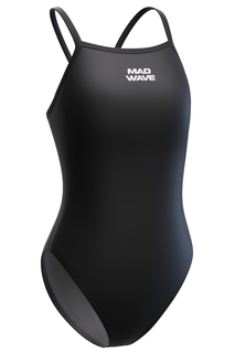Купальник слитный детский Mad Wave Nera junior anti-chlor, черный, 152
