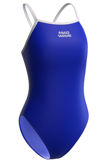Купальник слитный детский Mad Wave Nera junior anti-chlor, синий, 158