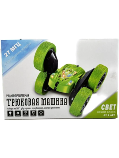 Машинка перевертыш на радиоуправлении, трюковая машинка, зеленая No Brand