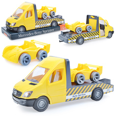 Автомобиль "Mercedes Sprinter" эвакуатор (желтый) на планшетке ТИГРЕС