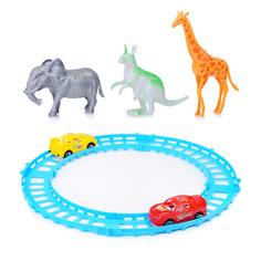 Трек 8830-A (2 машинки и животные) в пакете Oubaoloon