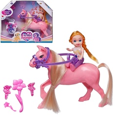 Игровой набор Abtoys Моя лошадка Розовая лошадка и девочка-наездница PT-01459/розовая