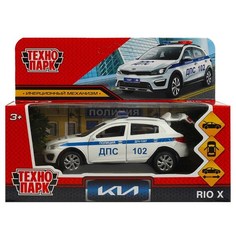 Машина Технопарк KIA RIO X ПОЛИЦИЯ длина 12 см металл инерционная XLINE-12POL-WH