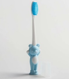Детская зубная щетка на присоске «Мишка», с защитным колпачком (нейлон), цвет МИКС Mum&Baby