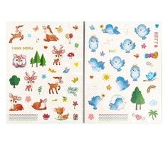 Татуировка на тело цветная "Птицы/Олешки" МИКС 24х14,5 см No Brand