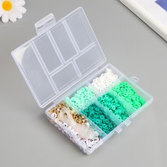 Бусины в шкатулке "Зеленые" нить 0,8 мм 5 м 12х8,4х2,2 см No Brand