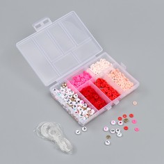 Бусины в шкатулке "Красные" нить 0,8 мм 5 м 12х8,4х2,2 см No Brand