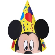 Колпак картонный с ушками «С Днем Рождения!», Микки Маус и его друзья (6 шт.) Disney