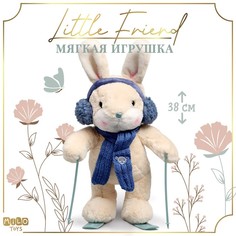 Мягкая игрушка "Little Friend", зайчонок на лыжах, синий шарф Milo Toys