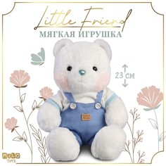 Мягкая игрушка "Little Friend", медведь в синем комбинезоне Milo Toys