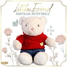 Мягкая игрушка "Little Friend", мишка в красном свитере Milo Toys