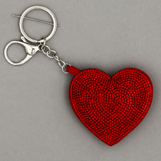 Мягкая игрушка "Сердце" со стразами, на брелоке, 7 см, цвет красный No Brand