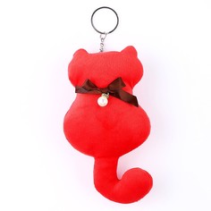 Мягкая игрушка «Кот с бантиком», на брелоке, 16 см, цвета МИКС No Brand